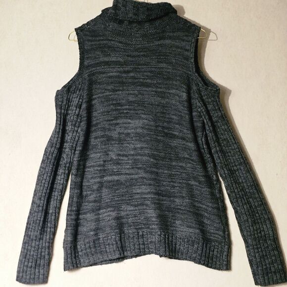 Faded Glory Womens Cold Shoulder Sweater Size Large Gray Knit Cute Hipster Chic - Picture 2 of 10